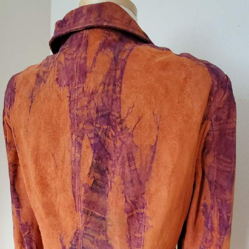 Suede leather Jacket rodeo cowgirl western equestrian orange purple small 4 6 8 - Picture 4 of 6